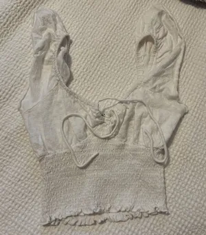Billabong White Cropped Blouse thumbnail 1