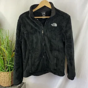North Face Black Fuzzy Zip Long Sleeve Athletic Sport Jacket M thumbnail 1