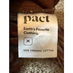 Pact Organic Cotton Cropped Jumpsuit Romper Women's Med Brown Striped Boho Fall thumbnail 6