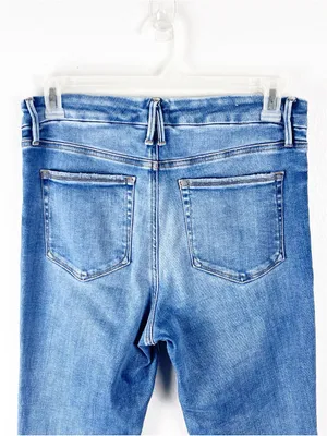 GOOD AMERICAN High Rise Distressed Good Leg Fray Hem Denim Jeans Size 31 thumbnail 6