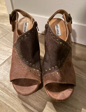 Not Rated Brown & Dark Brown Studded Open-Toe Slingback Mules thumbnail 1