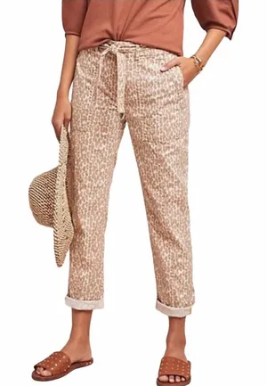Anthropologie The Wanderer Boyfriend Trendy Casual Pants Leopard Utility Trouser thumbnail 1