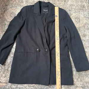 Madewell Larsen Blazer True Black Double Breasted Oversized Twill Jacket Size S thumbnail 7