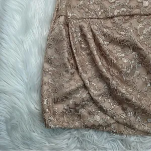Kameez Womens Mini Halter Dress Gold Glitter Lace Faux Wrap Skirt Lined Zip Back thumbnail 4