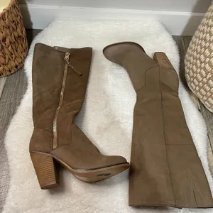 Aldo Tan Brown Heeled Knee High Boots thumbnail 2