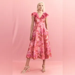Aje Enchanted Floral Plunge Midi Dress AU4/US0 thumbnail 3