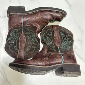 Ariat‎ Fatbaby Brown Leather Turquoise Stitch Western Cowboy Boots Womens 7B thumbnail 7