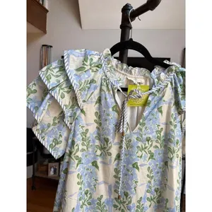 Entro floral mini dress with striped contrast trim from nwt women's Medium thumbnail 2