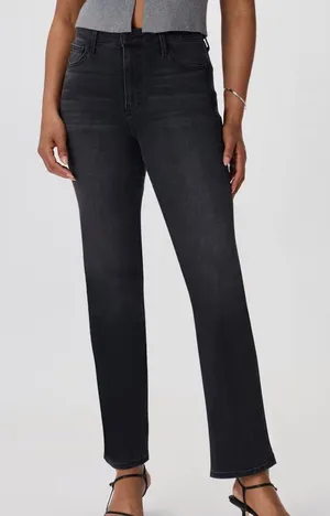 Quince Bella Stretch Straight Jeans 24 Faded Black High Rise 28” Comfort Denim thumbnail 1