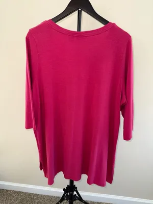 Tahari Pink V-Neck Pima Cotton Blend Plus Size Tunic 2X thumbnail 3