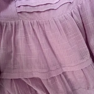 Easel Pink Babydoll Puff Sleeve Pleated Tiered Dress NWT Small Cottage‎ Fairy thumbnail 6
