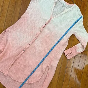 Free People Ombre Long Sleeve Button Down Tunic Shirt Size L thumbnail 9