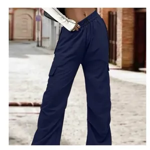 Abercrombie & Fitch Navy Nylon Cargo Pants Size XXS Wide Leg Pullon thumbnail 3