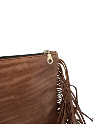 Gift From Morocco Brown Faux Leather Clutch Bag Purse Fringe Handbag Vegan thumbnail 11