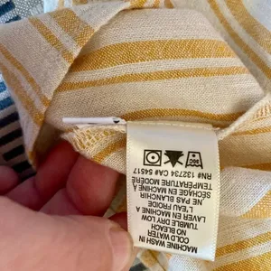 Anthropologie Cloth & Stone Yellow Striped Front Tie Crop Top Shirt thumbnail 8