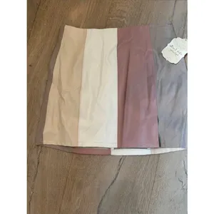 Altar'd State Pink Beige Color block Stripe Vegan Leather Mini Skirt Sz LARGE thumbnail 3
