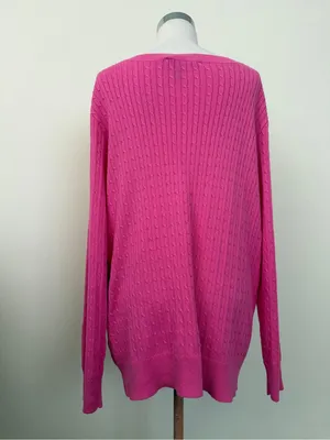 Lauren Ralph Lauren Hot Pink Cable Knit Sweater thumbnail 6
