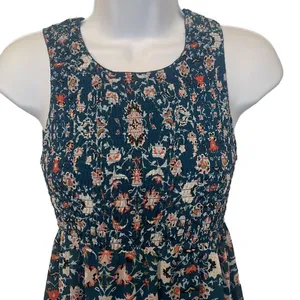 Princess Vera Wang Blue Pink Floral Tiered Ruched Sleeveless Dress Small Juniors thumbnail 3