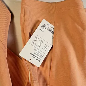 Athleta Seasoft‎ Rib 1/4 Zip Popover Sweatshirt Apricot Orange Women Large NEW thumbnail 5