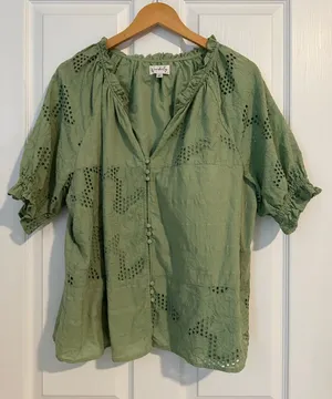 Wonderly Eyelet Button-Front Blouse thumbnail 1