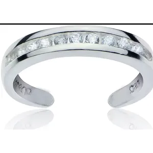 NEW White Gold Filled Adjustable Toe Pinky Midi Finger Simulated‎ Diamond Ring thumbnail 9