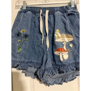 Disney Tinker Bell Women's Blue Denim Ruffle Shorts Size S Casual Summer thumbnail 3