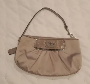 Coach Cream Satin Wristlet 8.5 X 5.5 thumbnail 1
