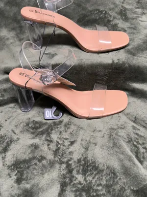 No Boundaries Nude Clear Strap Block Heel Sandals thumbnail 4