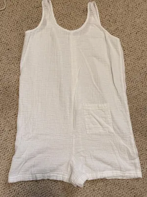 Faherty Dream Cotton Gauze‎ Jamesport Romper White Organic Cotton Size M thumbnail 5