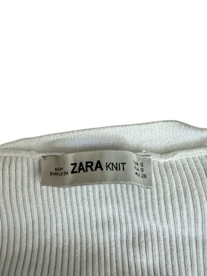 ZARA Basic Knit White Scoopneck Ribbed Top Size Small thumbnail 3