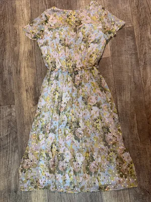 Lauren Conrad - Pastel Floral Wrap Midi Dress with Gold Accents thumbnail 5