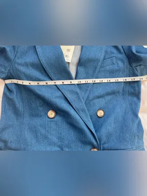 Sezane Christie Denim Blazer Baby Blue Double Breasted Jacket NWT US 4 FR 36 thumbnail 11