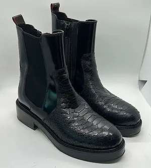 Jeffrey Campbell Black Faux Snakeskin Chelsea Leather Boots Shoes **Size 7** thumbnail 1