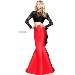 NWT‎ Sherri Hill 51169 Black Red Mermaid Lace Two Piece Gown Size 6 Prom Pageant thumbnail 4