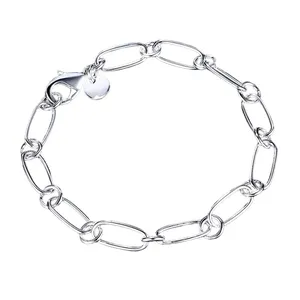 Unisex .925 Sterling Silver circle chain & link 8” bracelet thumbnail 3