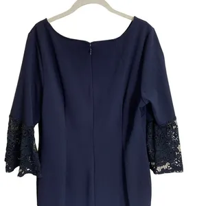 Hope & Harlow Dress Womens 14 Navy Blue Lace Bell Sleeve‎ Shift Knee Length thumbnail 5