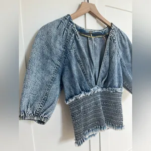 Free People denim top thumbnail 2