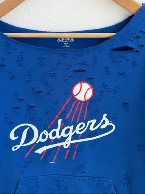 Los Angeles Dodgers MLB off-the-shoulder destroyed sweatshirt thumbnail 2