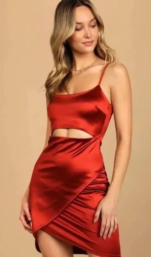 LULUS ♥️ cutout on the town satin cutout bodycon dress size XL NWT thumbnail 1