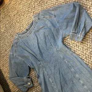 Zara Blue Denim Puff LS Mini Dress Size XS thumbnail 5