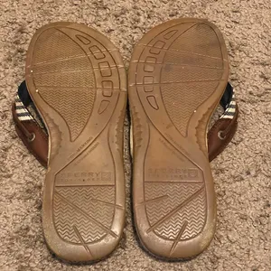 Sperry Women's Seafish Thong Flip Flop Sandals‎ Size 9 M Brown Tan Navy thumbnail 2