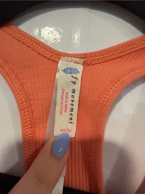 Orange Ribbed Free People Movement‎ Racerback Crop Top thumbnail 2