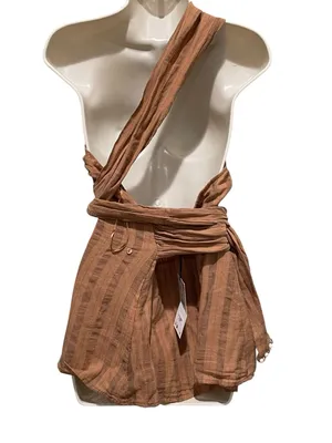 Zara One Shoulder Textured Wrap Tie Sleeved Top Brown Women’s Size Small NWT thumbnail 9
