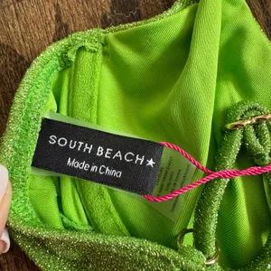 South Beach Swim Women Lime Green Glitter Underwire Bikini Top Size Small/4 ASOS thumbnail 4