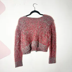 Natural Life Cardigan Sweater Women's L/XL Red Eyelash Knit Cropped Bow thumbnail 2