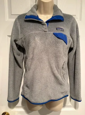 Patagonia Synchilla Snap T Fleece Womens S Gray Blue Polartec Pullover thumbnail 1