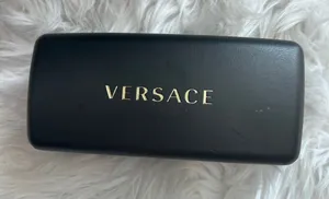 Versace Black Hard Shell Eyeglass Sunglasses Case Gold Logo Luxury Accessory thumbnail 1
