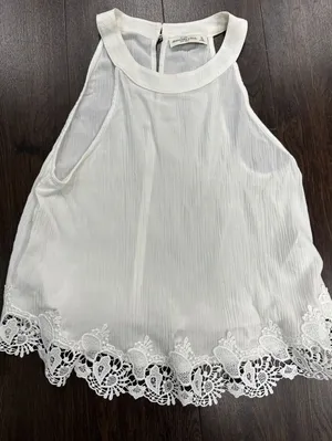 Abercrombie & Fitch‎ White Lace Hem Halter Top - Size M - 100% Viscose thumbnail 1