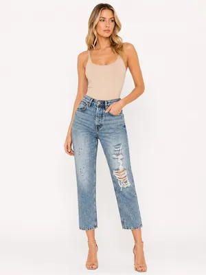 NWT 7 For All Mankind Julia Jeans Sz 23 Distressed Tapered Boyfriend 90s Vintage thumbnail 4