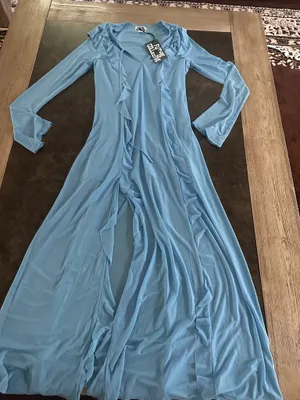 Women's Long Sleeve Ruffle Maxi Dress - Future Collective Light Blue thumbnail 4